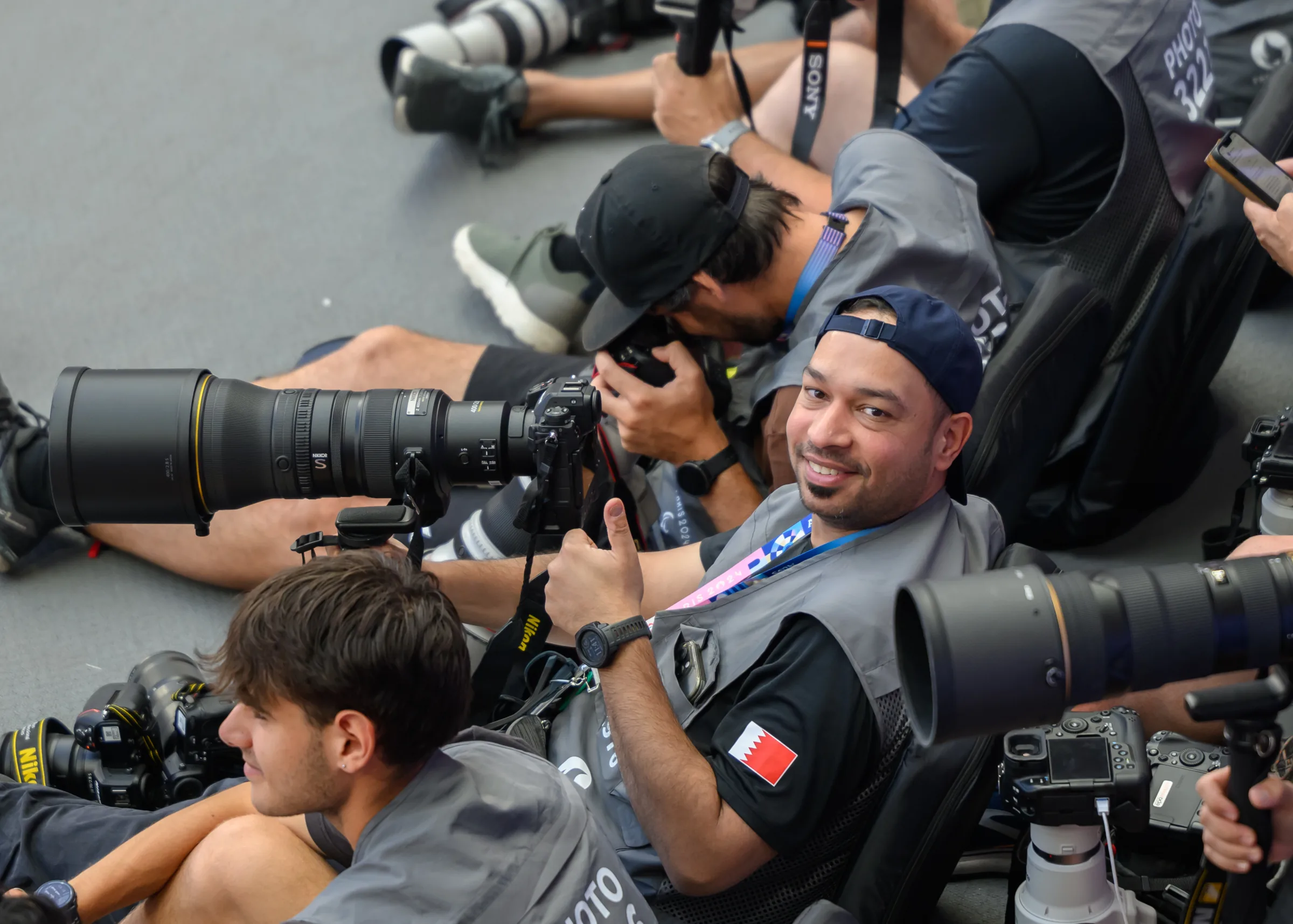 Ali Alhalwachi in the photographers' position at the Paris 2024 Olympic Games